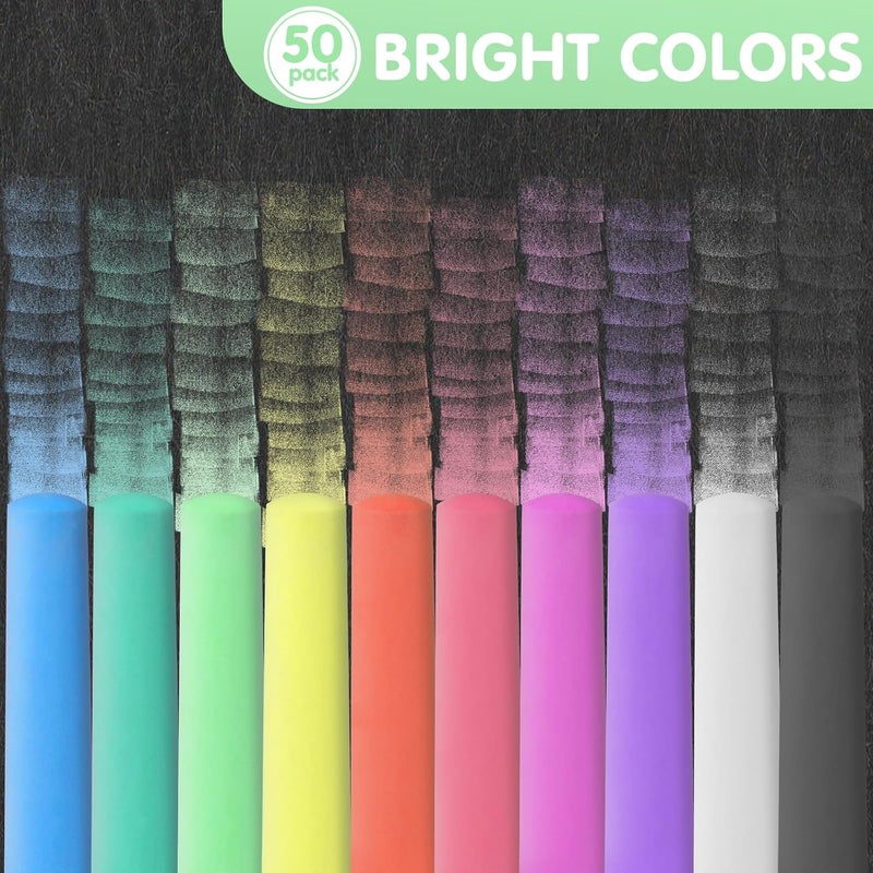 FELIZROCA 50 Pack Washable Sidewalk Chalks for Kids Non-Toxic Jumbo Chalk for Outdoor Art Play, Colored Chalk for Painting on Chalkboard, Blackboard and Playground - Image 4